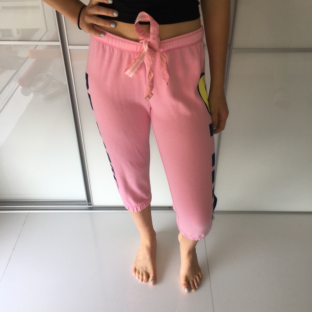 Pink mid-length joggers